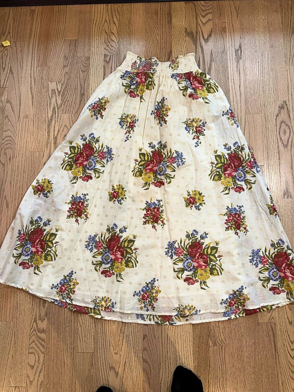 House of Harlow 1960 Cream Floral Maxi Skirt Smocked Waist Size M